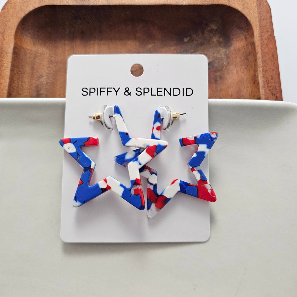 Red, White & Blue Star Hoops