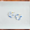 Greek Goddess Blue Flora Mini Hoops