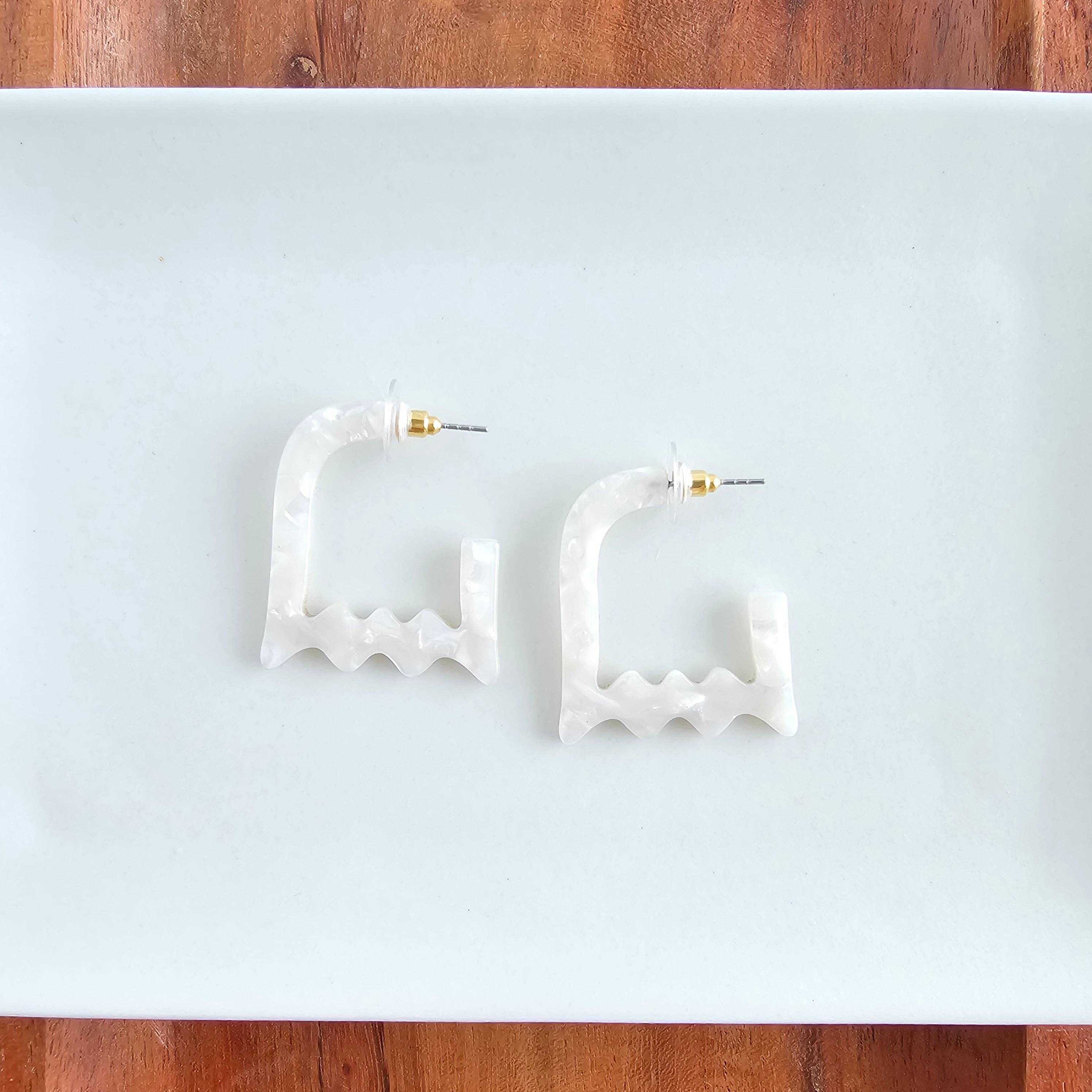 Cream Ghost Hoops