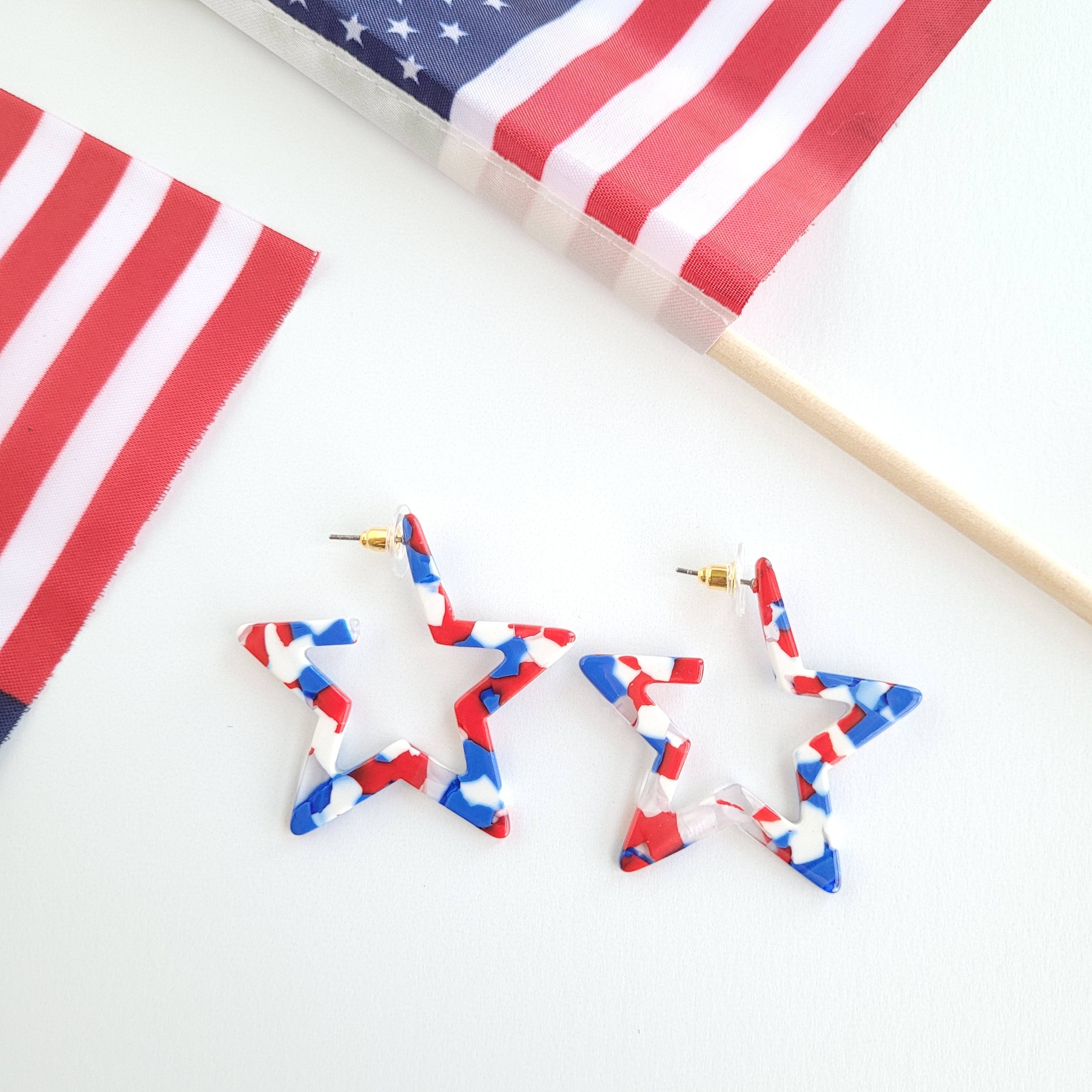 Red, White & Blue Star Hoops