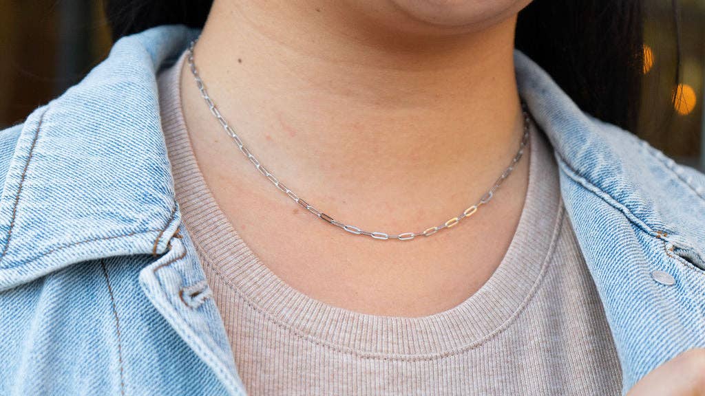 Luxe Silver Delicate Paper Clip Chain - 18"