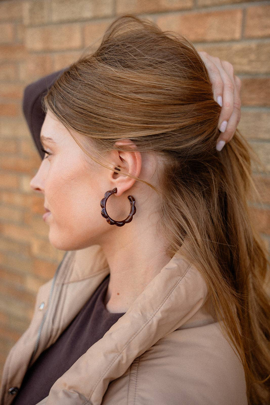 Scarlett Hoops - Cocoa Brown // Fall, Resin, Earrings