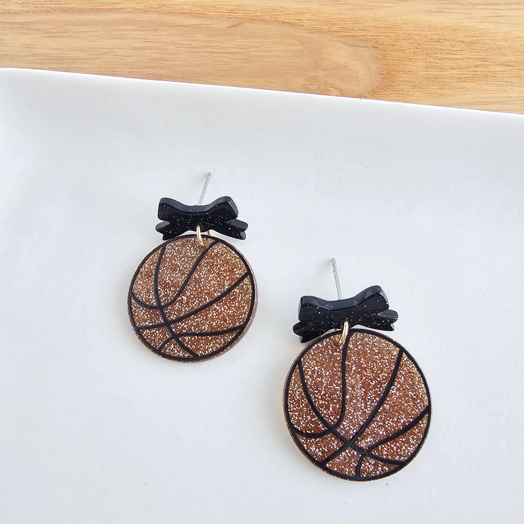 Bow Basketball Earrings // Jewelry, Earrings, Game Day