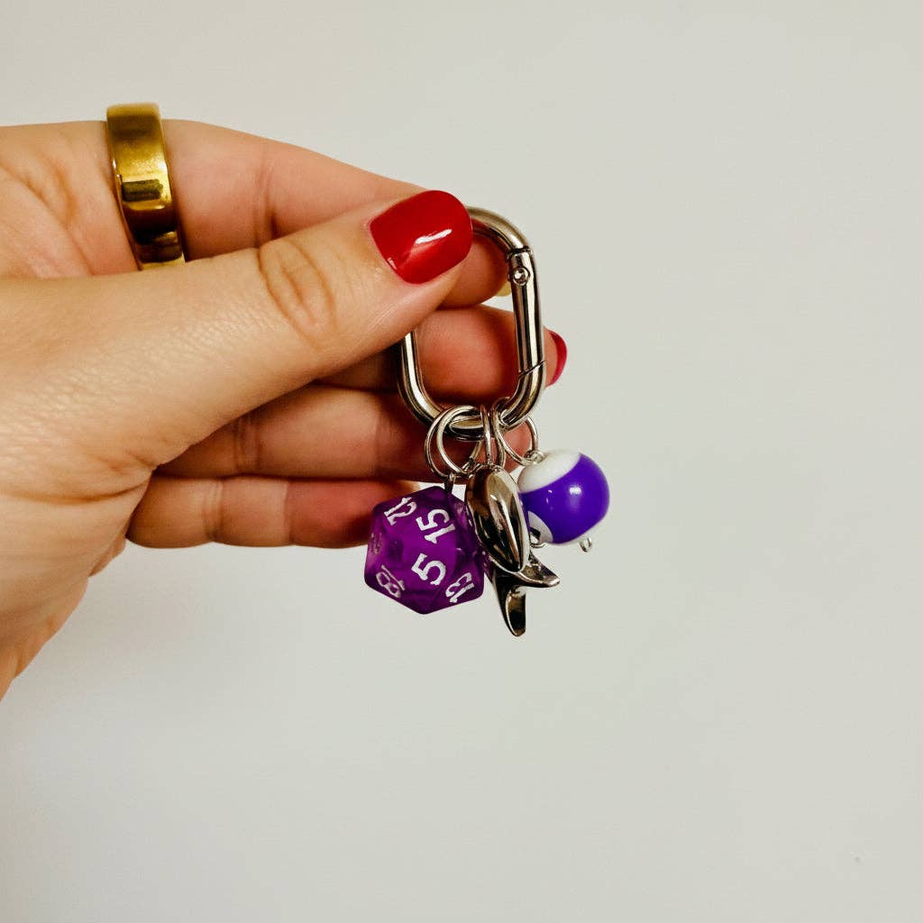 Keychain, Carabiner 8 ball and dice