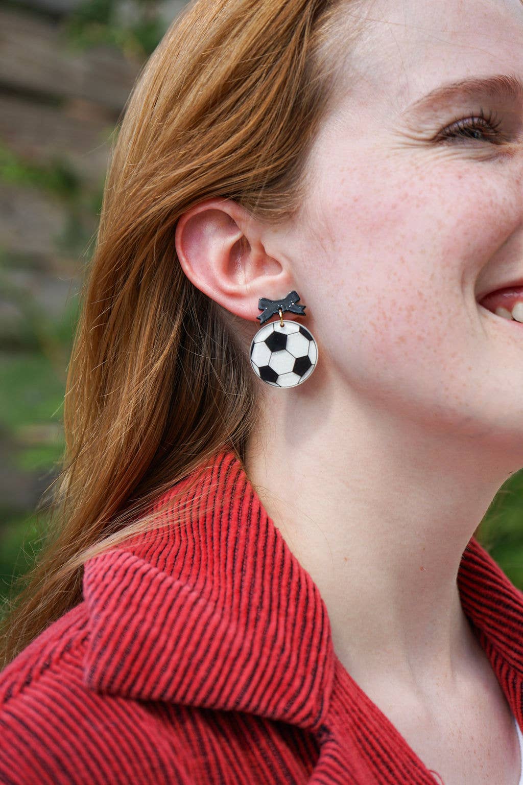 Bow Soccer Ball Earrings // Jewelry, Game Day