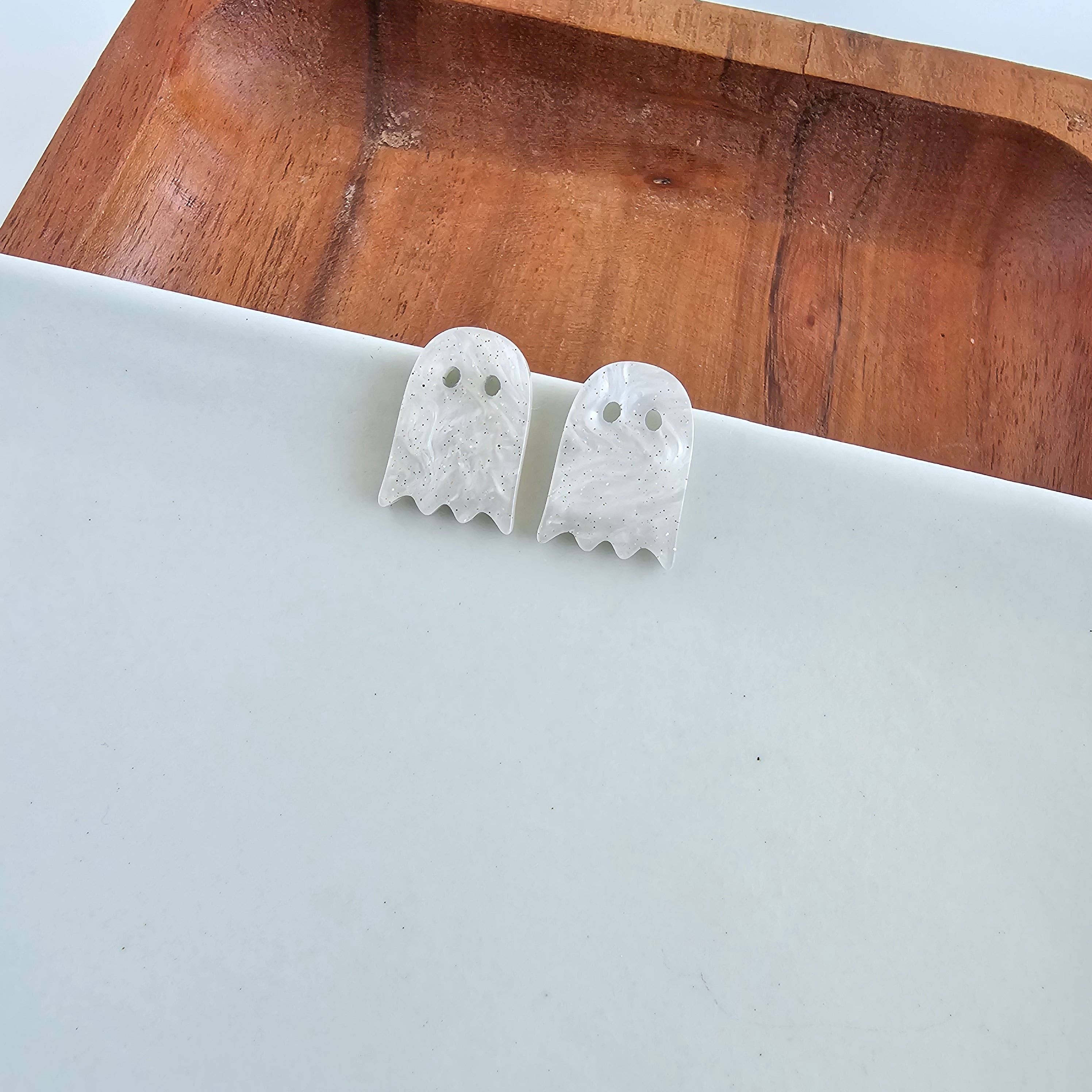 White Shimmer Ghost Studs