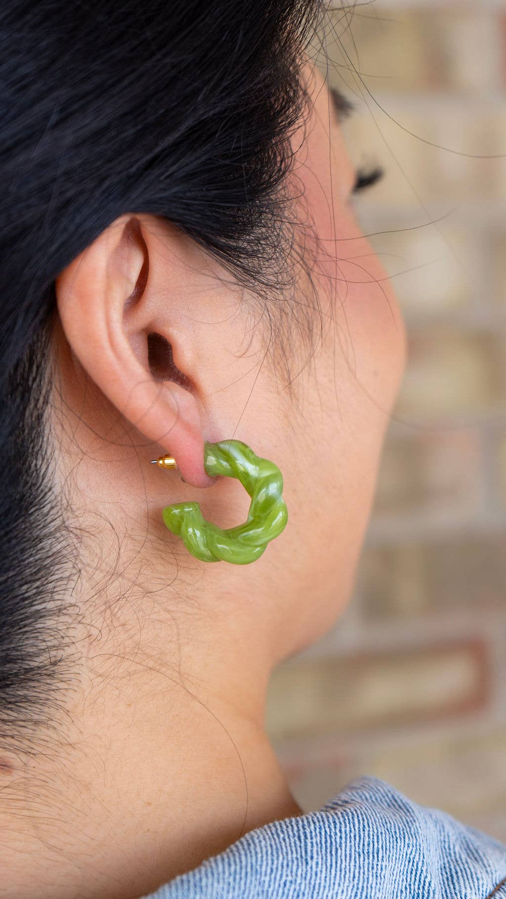 Ramona Hoops - Olive Green // Fall, Resin, Earrings, Jewelry