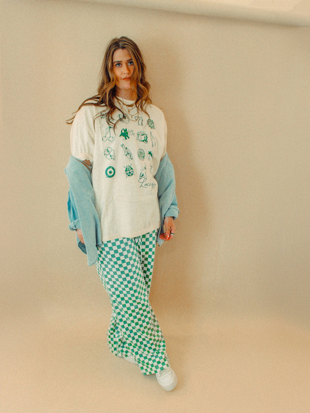 Lucky You, St Patricks Day Luck Icons Boxy Cotton TShirt