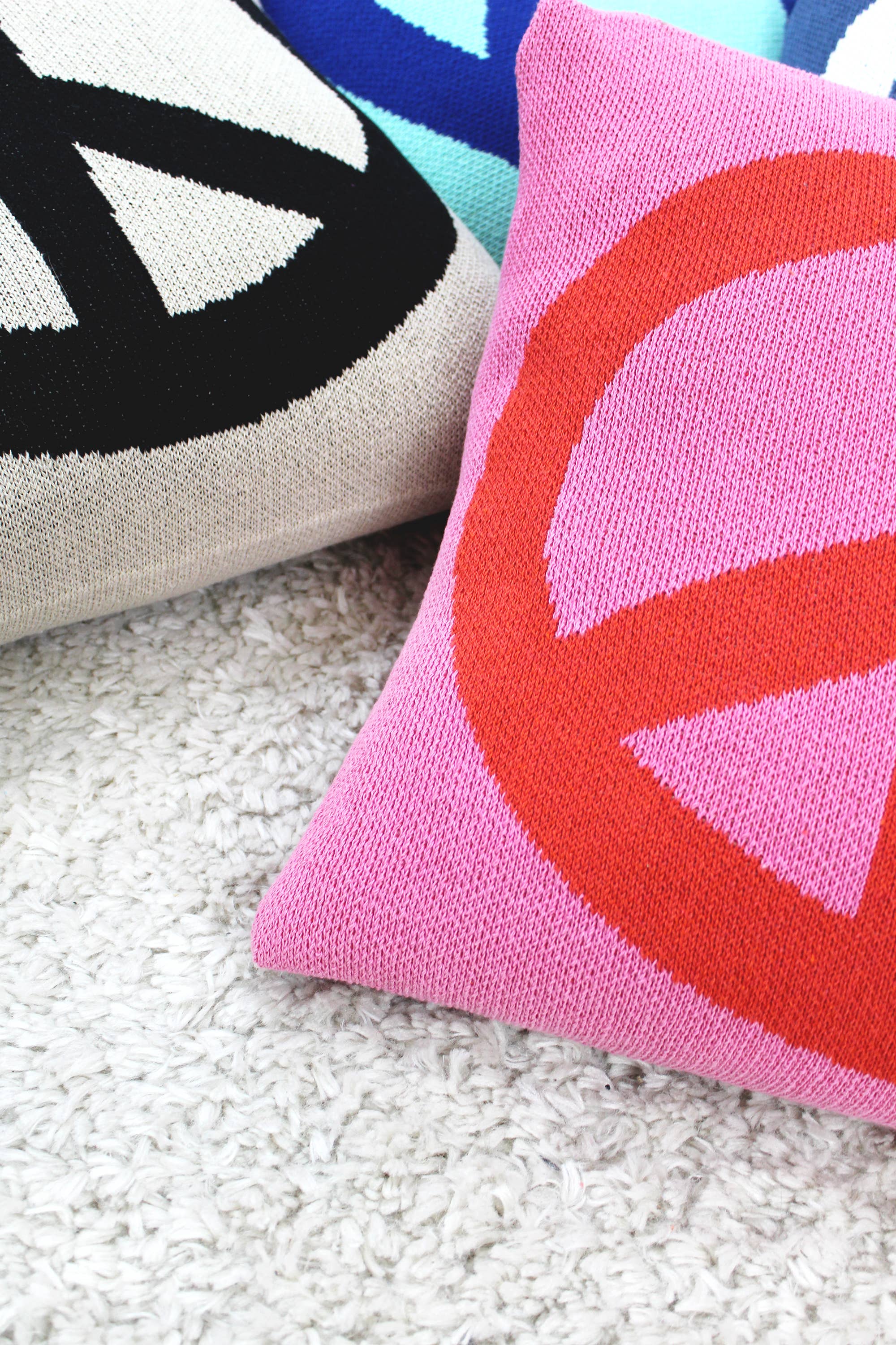 Peace Sign Knit Pillow