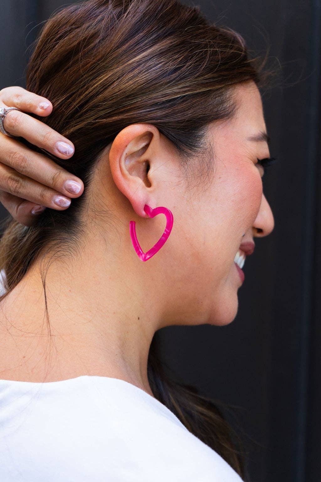 Hot Pink Heart Hoops