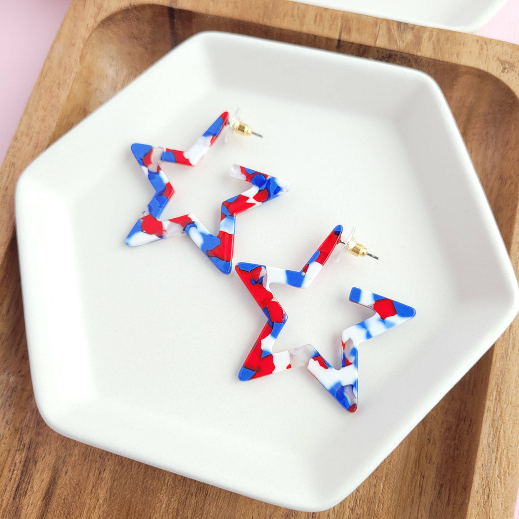 Red, White & Blue Star Hoops
