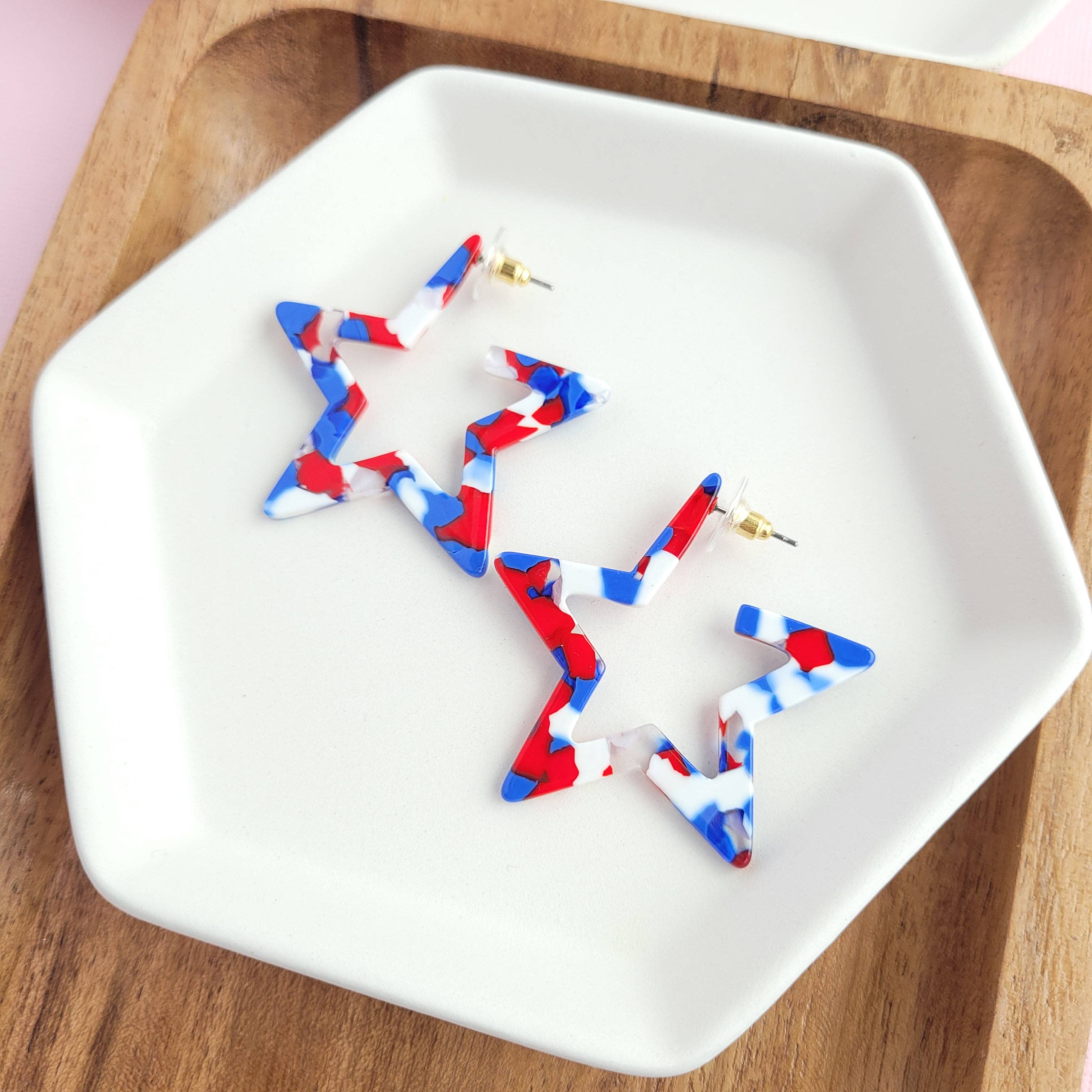 Red, White & Blue Star Hoops