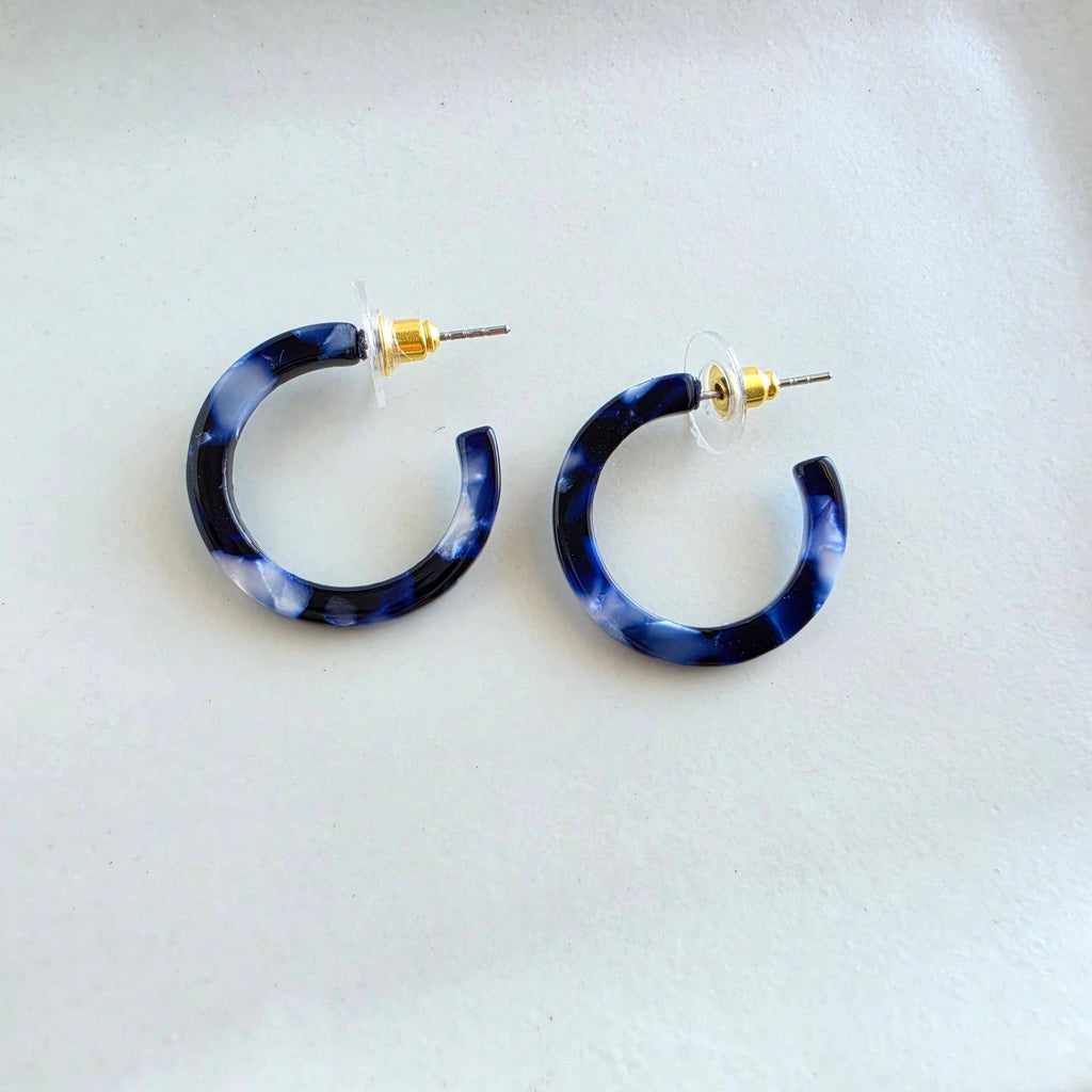 Cam Mini Hoops - Midnight Marble // Fall, Earrings, Jewelry