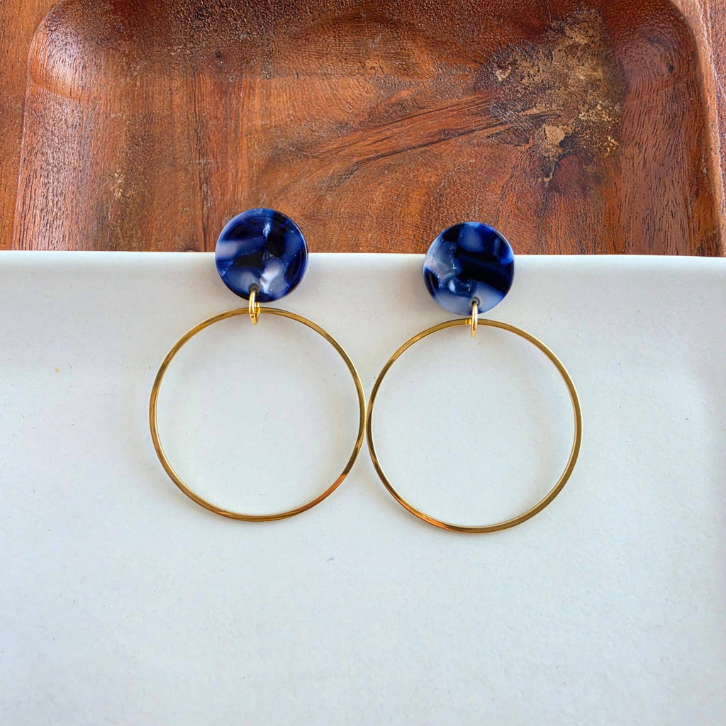 Amelia Earrings - Midnight Marble // Fall, Jewelry, Dangle