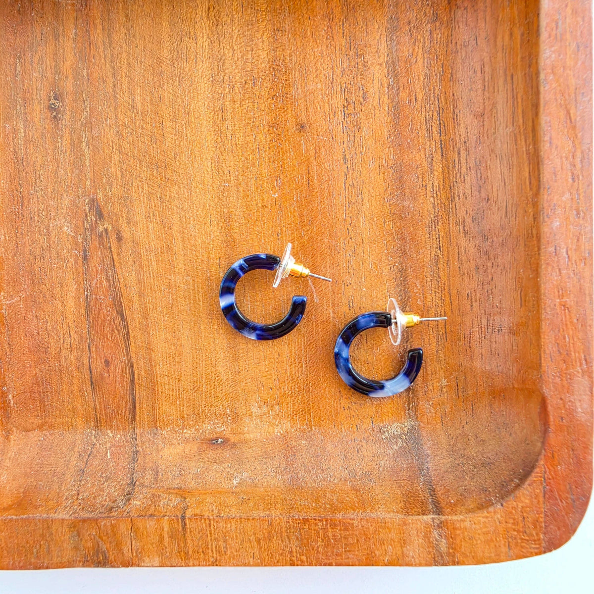 Micro Hoops - Midnight Marble // Fall, Earrings, Jewelry