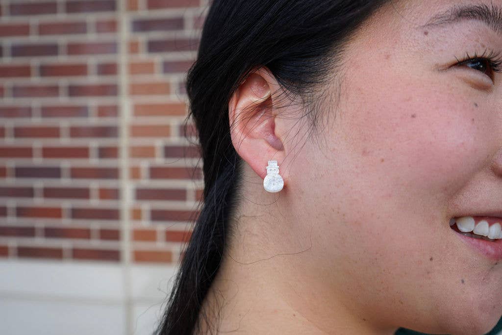 White Shimmer Snowman Studs