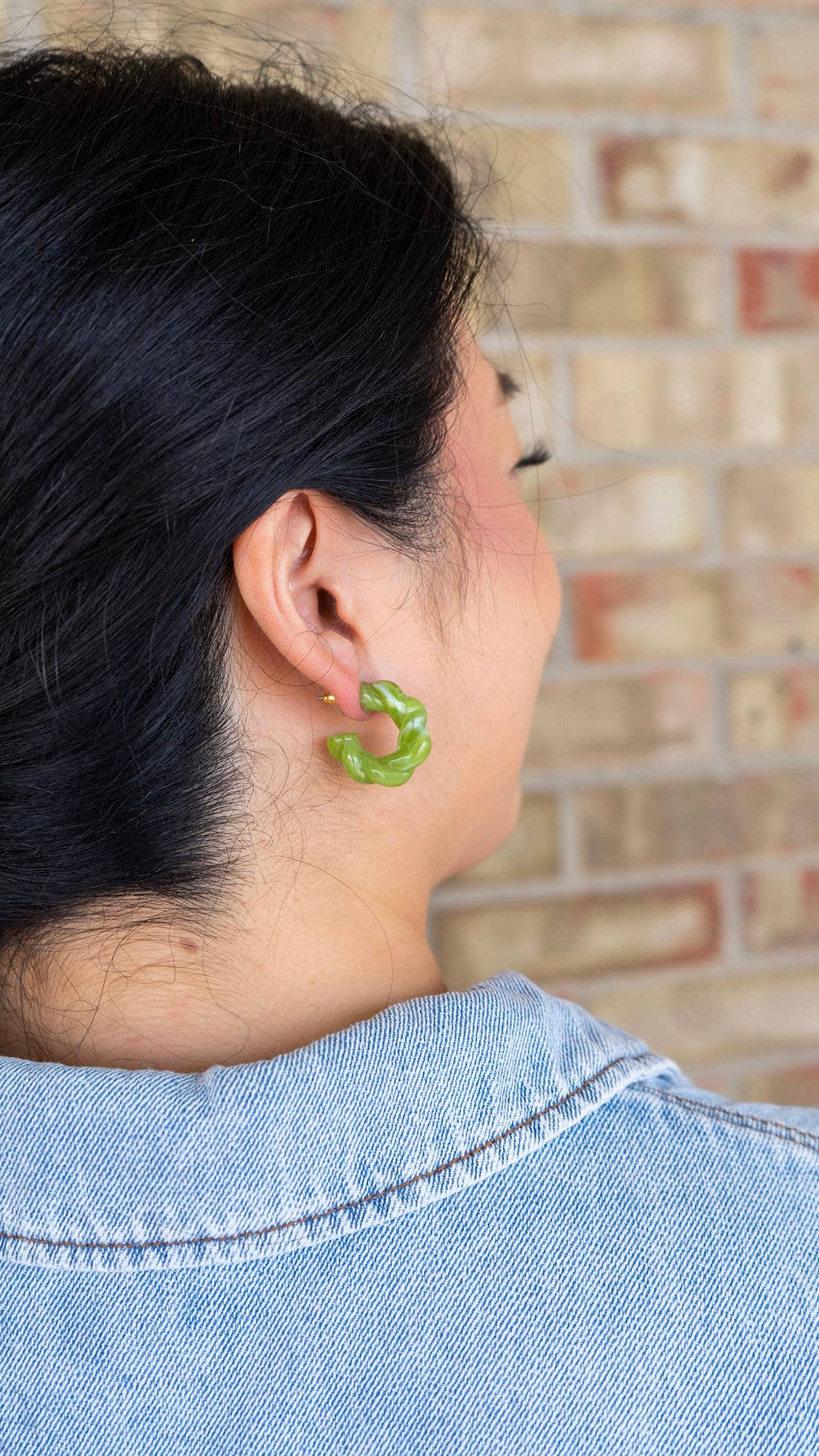 Ramona Hoops - Olive Green // Fall, Resin, Earrings, Jewelry