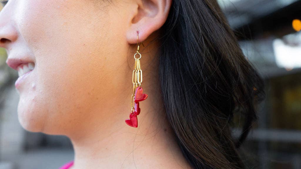Heartstring Earrings - Red // Valentine's Day Jewelry