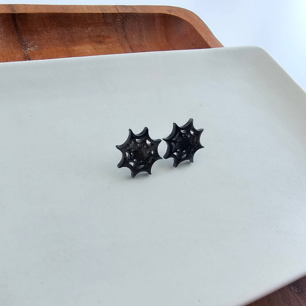 Black Spider Web Studs
