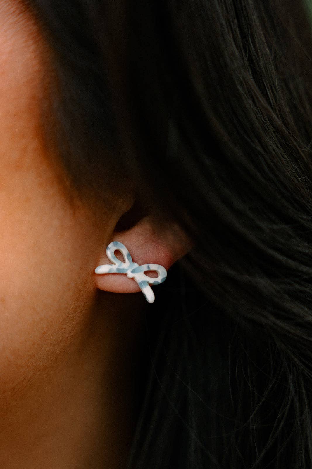 Pastel Blue Dot Bowie Studs