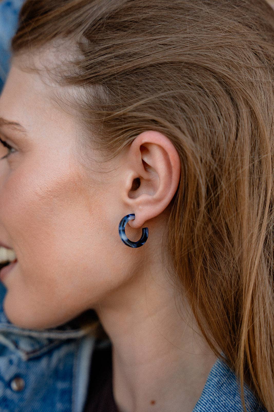 Micro Hoops - Midnight Marble // Fall, Earrings, Jewelry