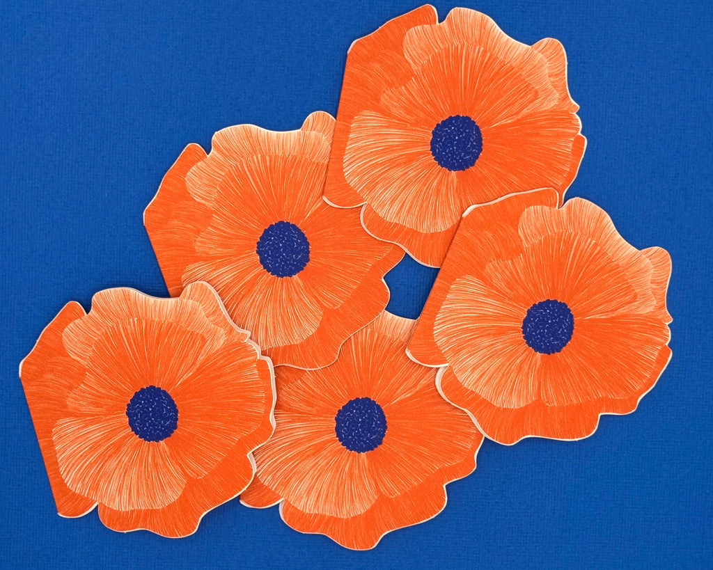 Oriental Poppy Die-Cut Greeting Card
