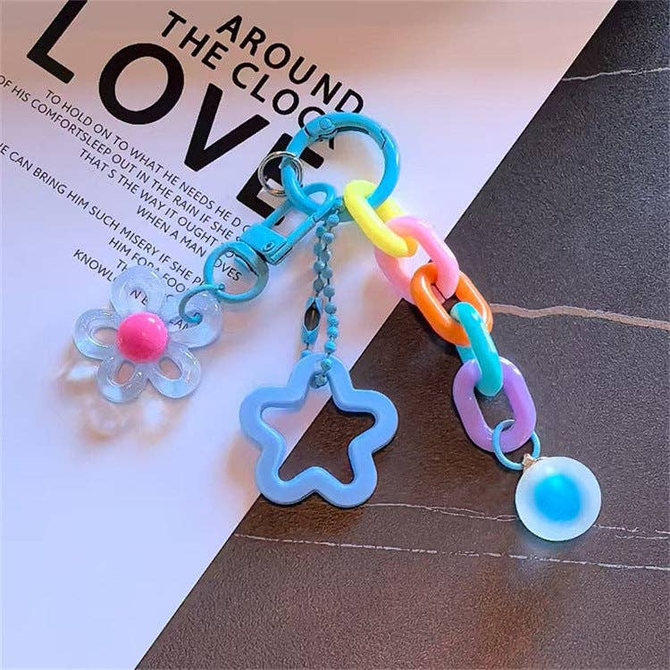 Acrylic Links and Floral Bag Charm