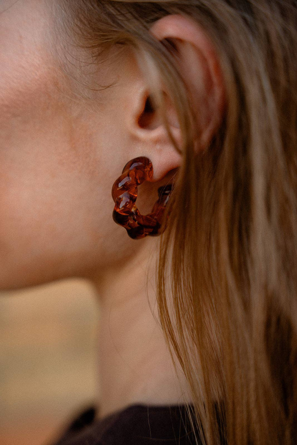 Ramona Hoops - Amber // Fall, Resin, Earrings, Jewelry