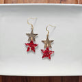 Red Glitter Starry Earrings