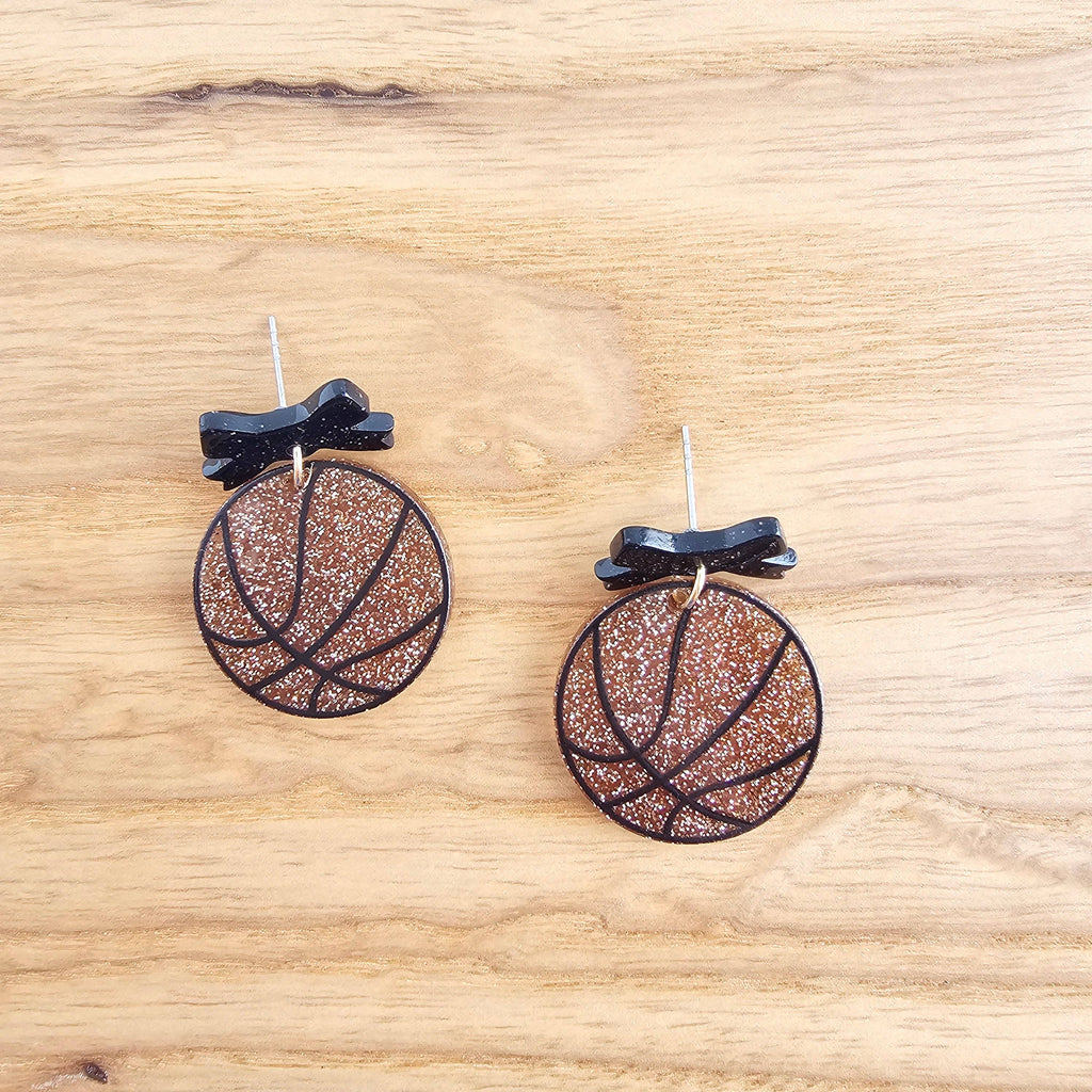 Bow Basketball Earrings // Jewelry, Earrings, Game Day