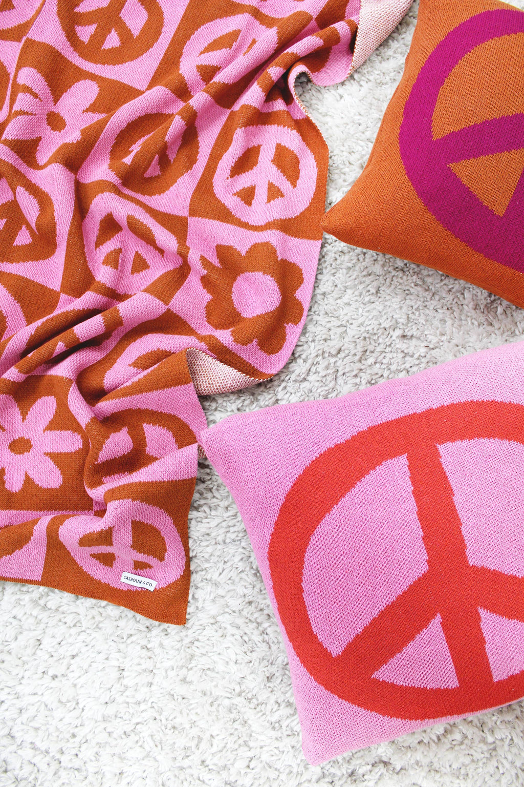 Peace Sign Knit Pillow
