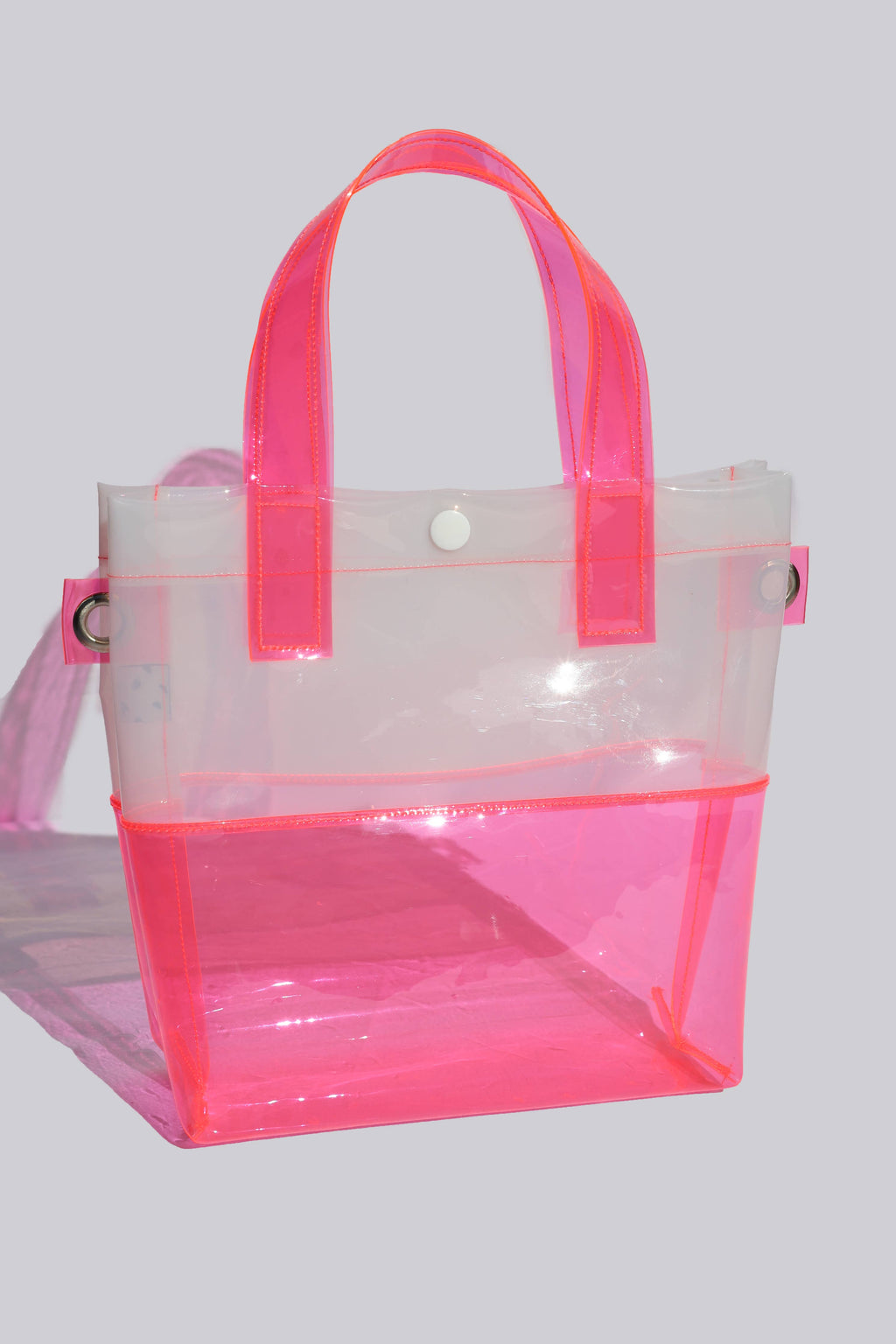 Pink & White Vinyl Handle Bag