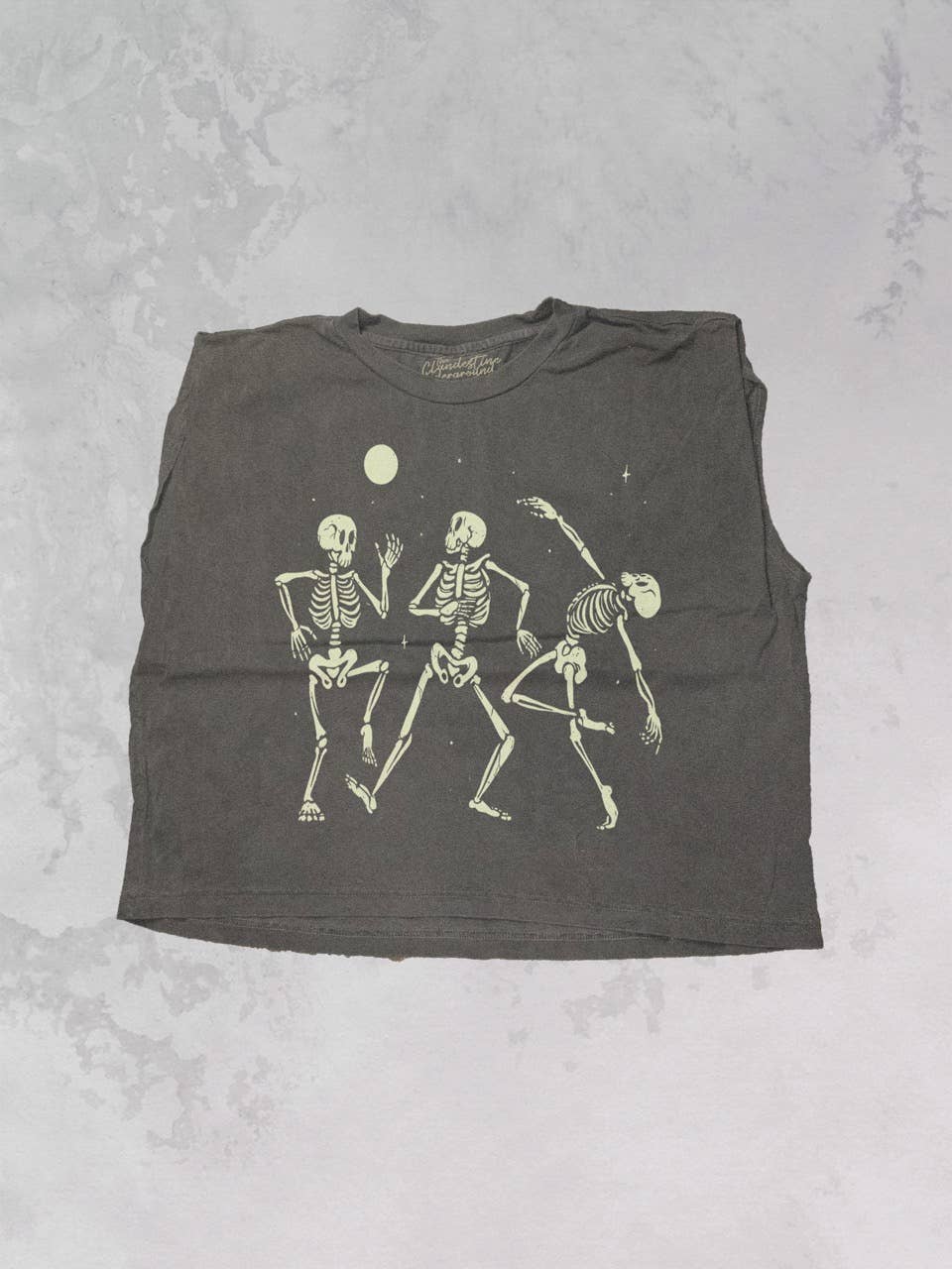 Dancing Skeletons, Western Vintage Cropped Muscle Tank