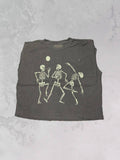 Dancing Skeletons, Western Vintage Cropped Muscle Tank