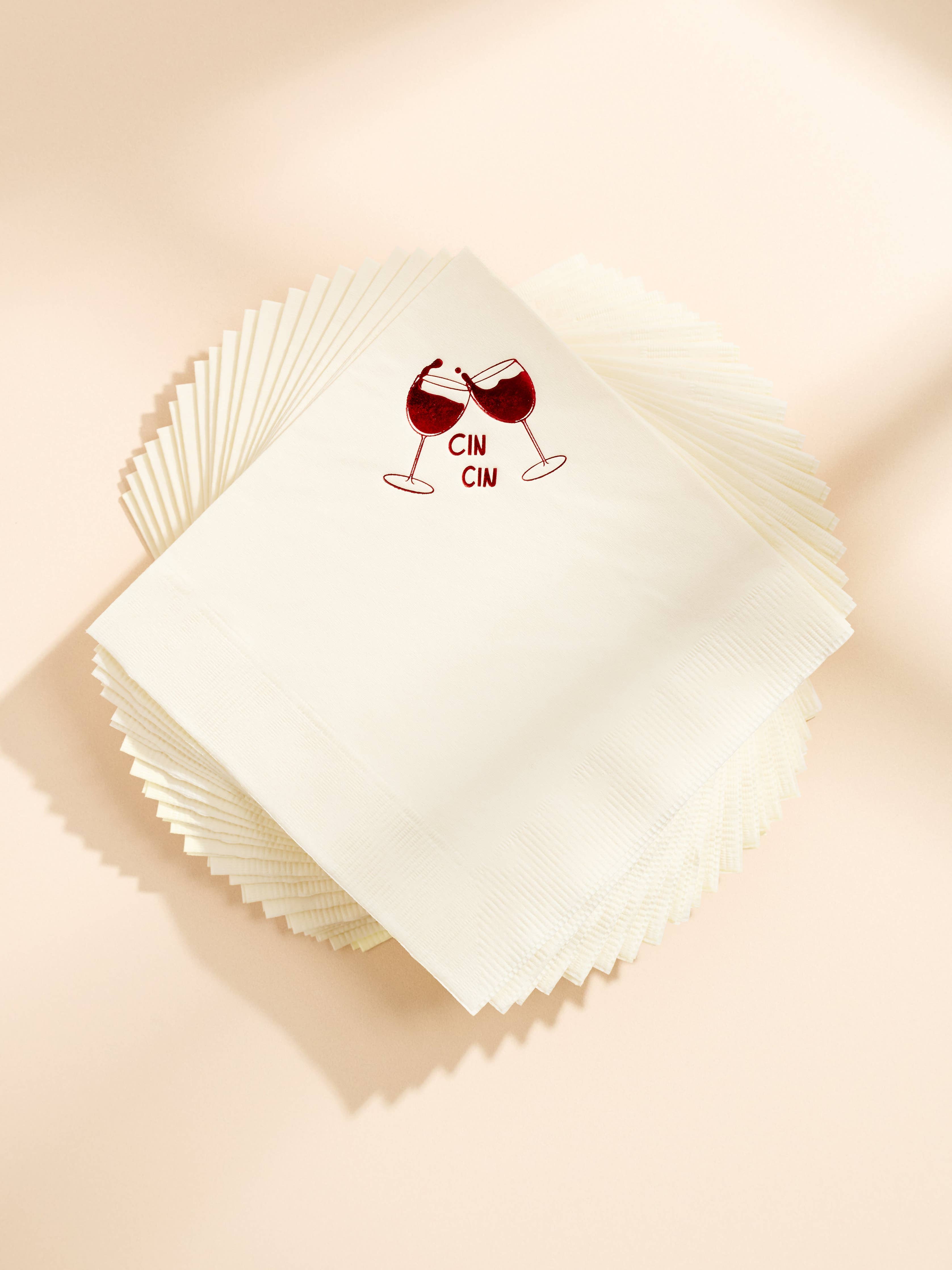 Cin Cin Wine Cheers Paper Beverage Napkins - Set of 20