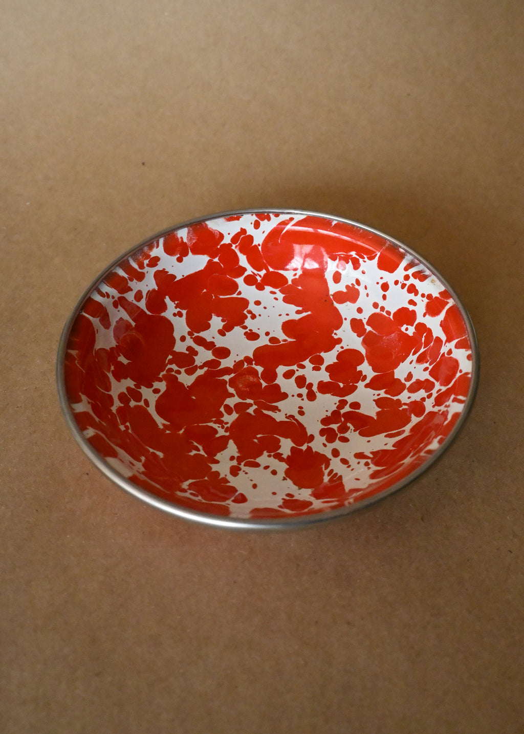 Red Splatterware Enamel Bowl