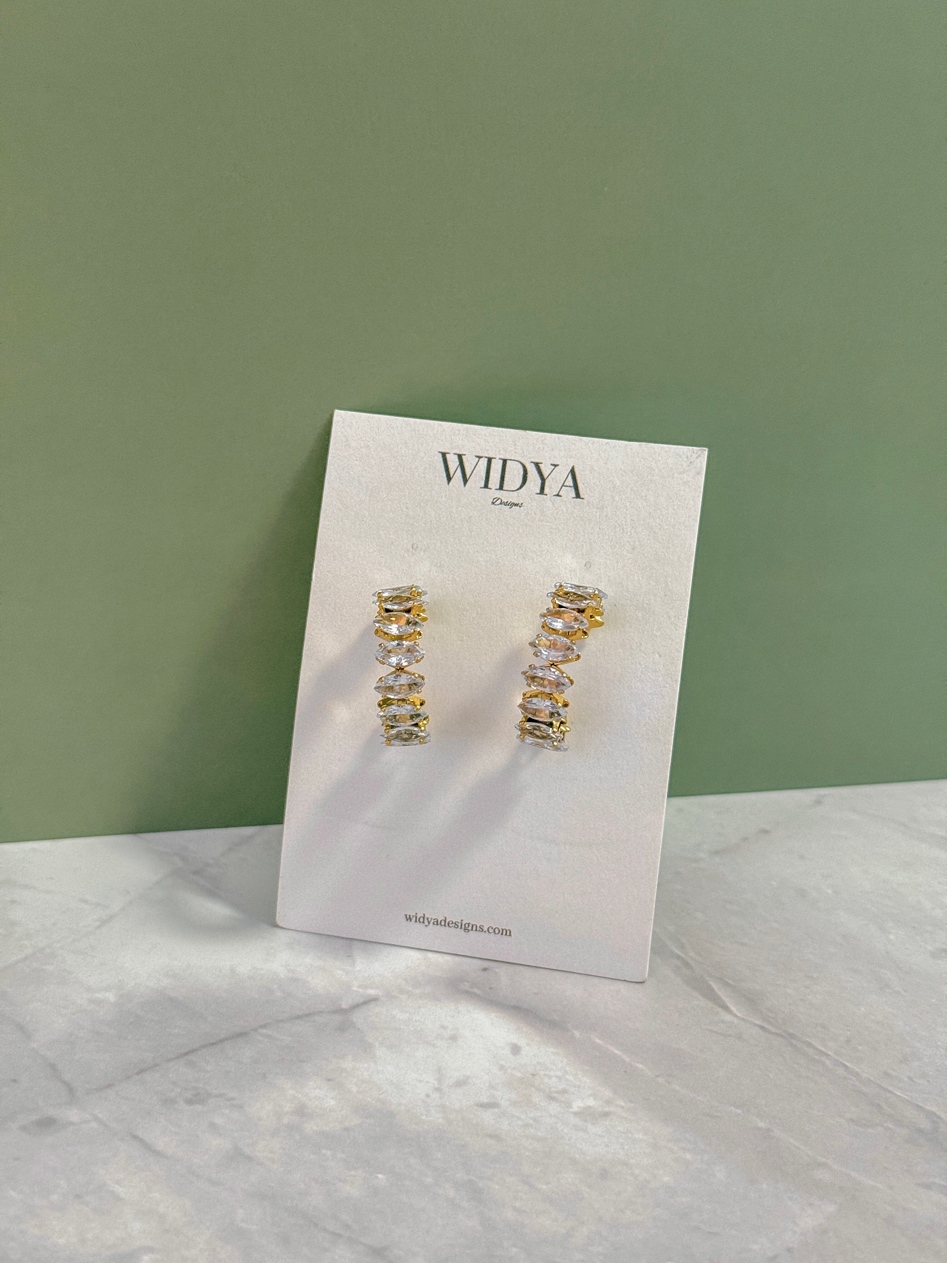 Gold Rhinestone Hoop Studs