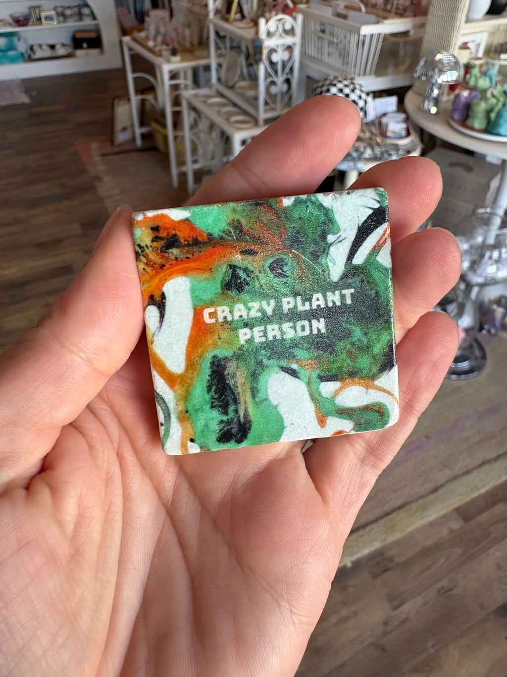Crazy Plant Person Marble Magnet