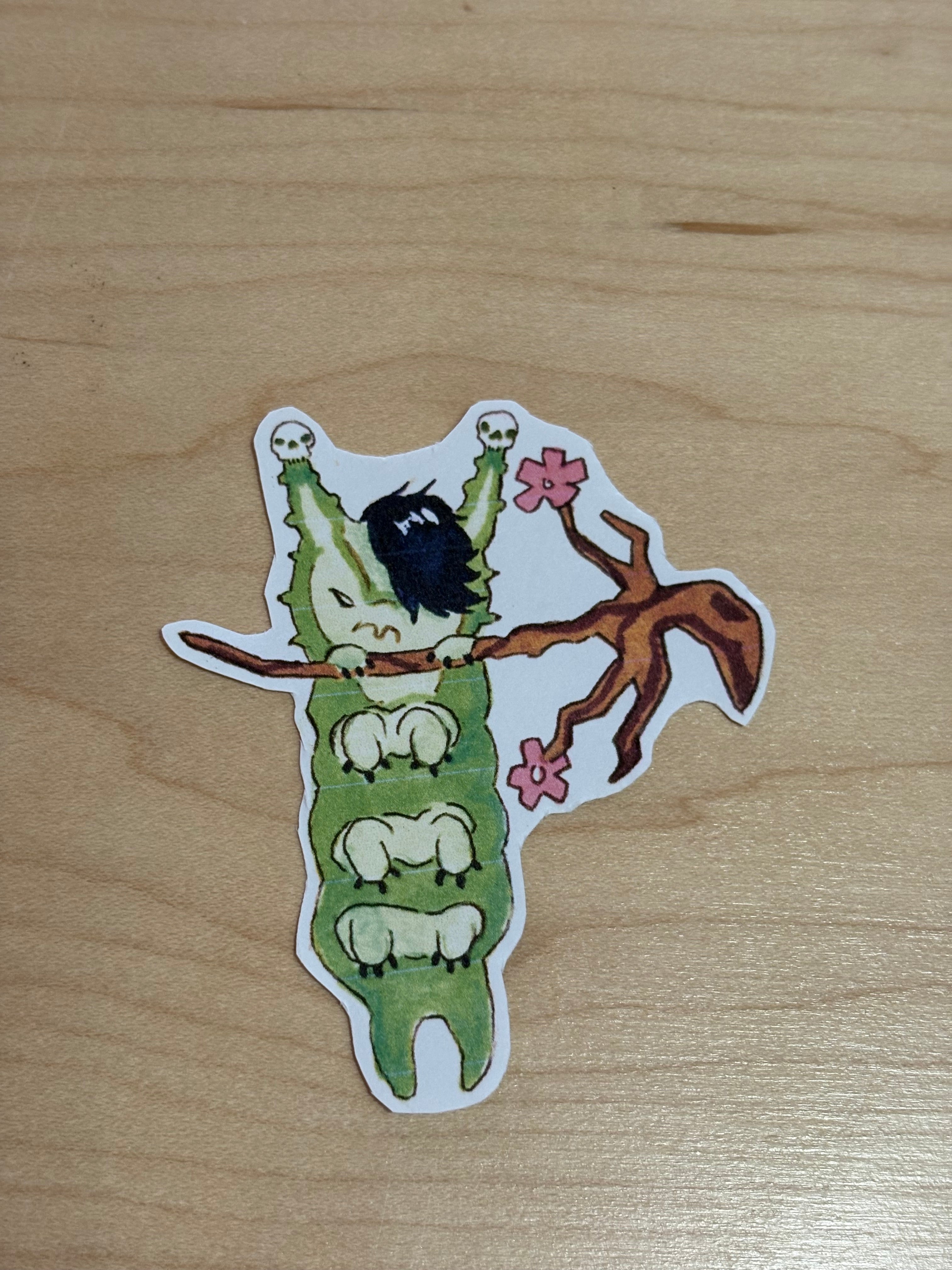 Caterpillar Hanging in There Sticker