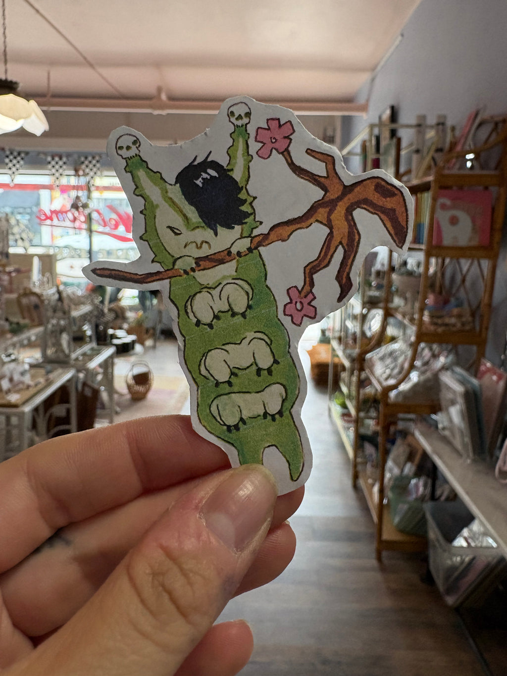 Caterpillar Hanging in There Sticker