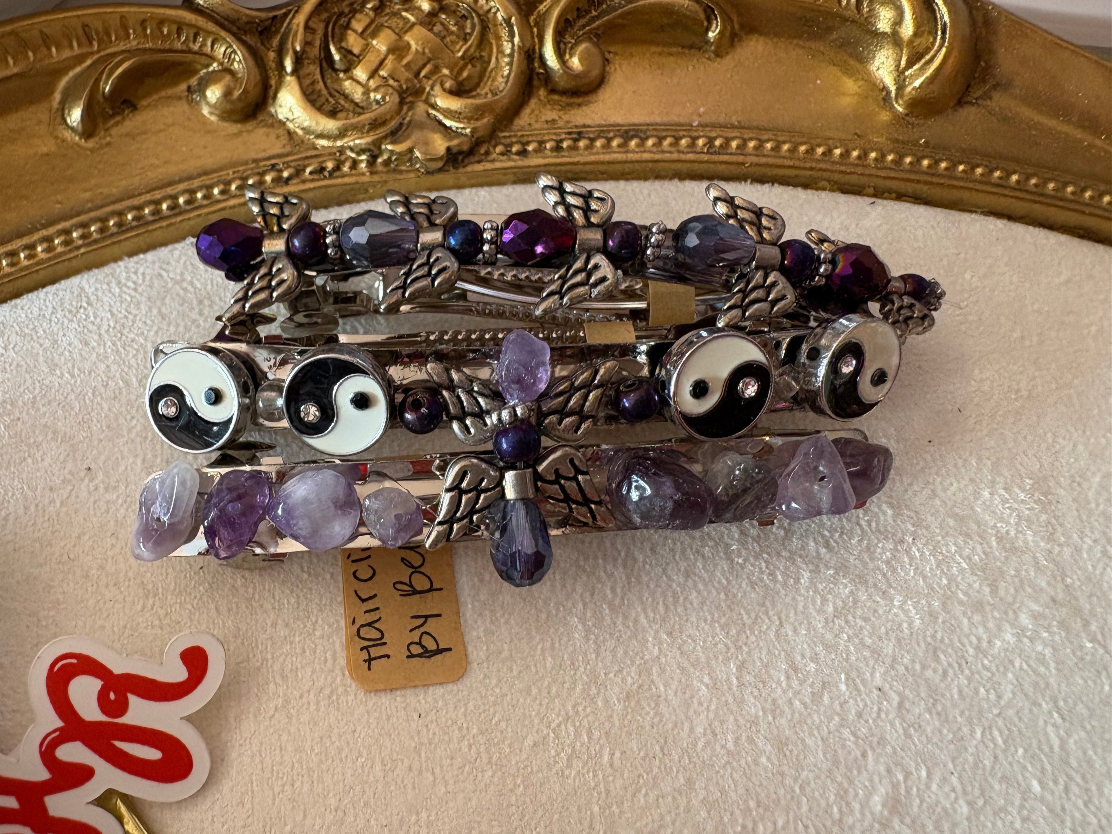 Purple Beaded Angel Barrette