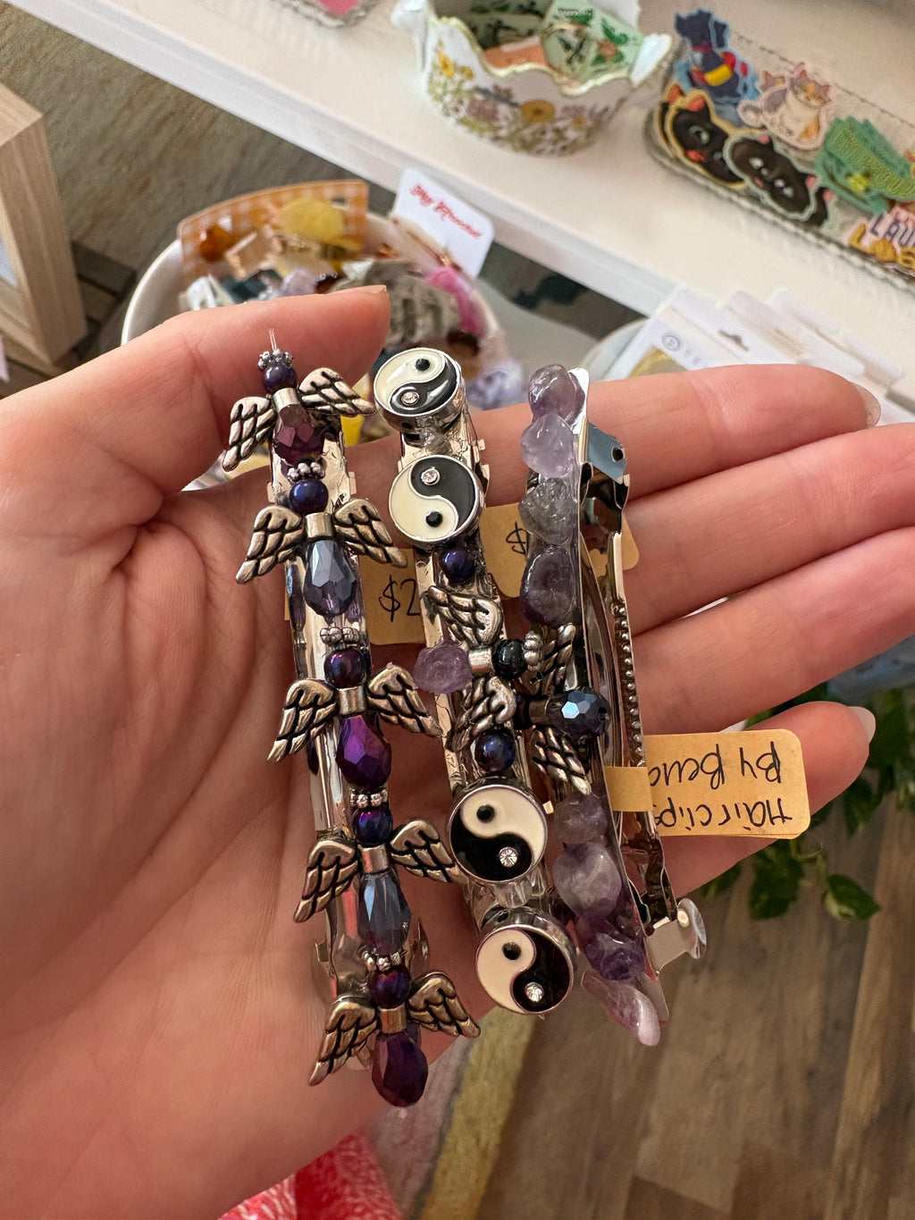 Purple Beaded Angel Barrette