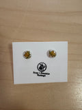 Yellow Vintage Flower Charm Studs