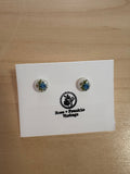 Blue Vintage Flower Charm Studs