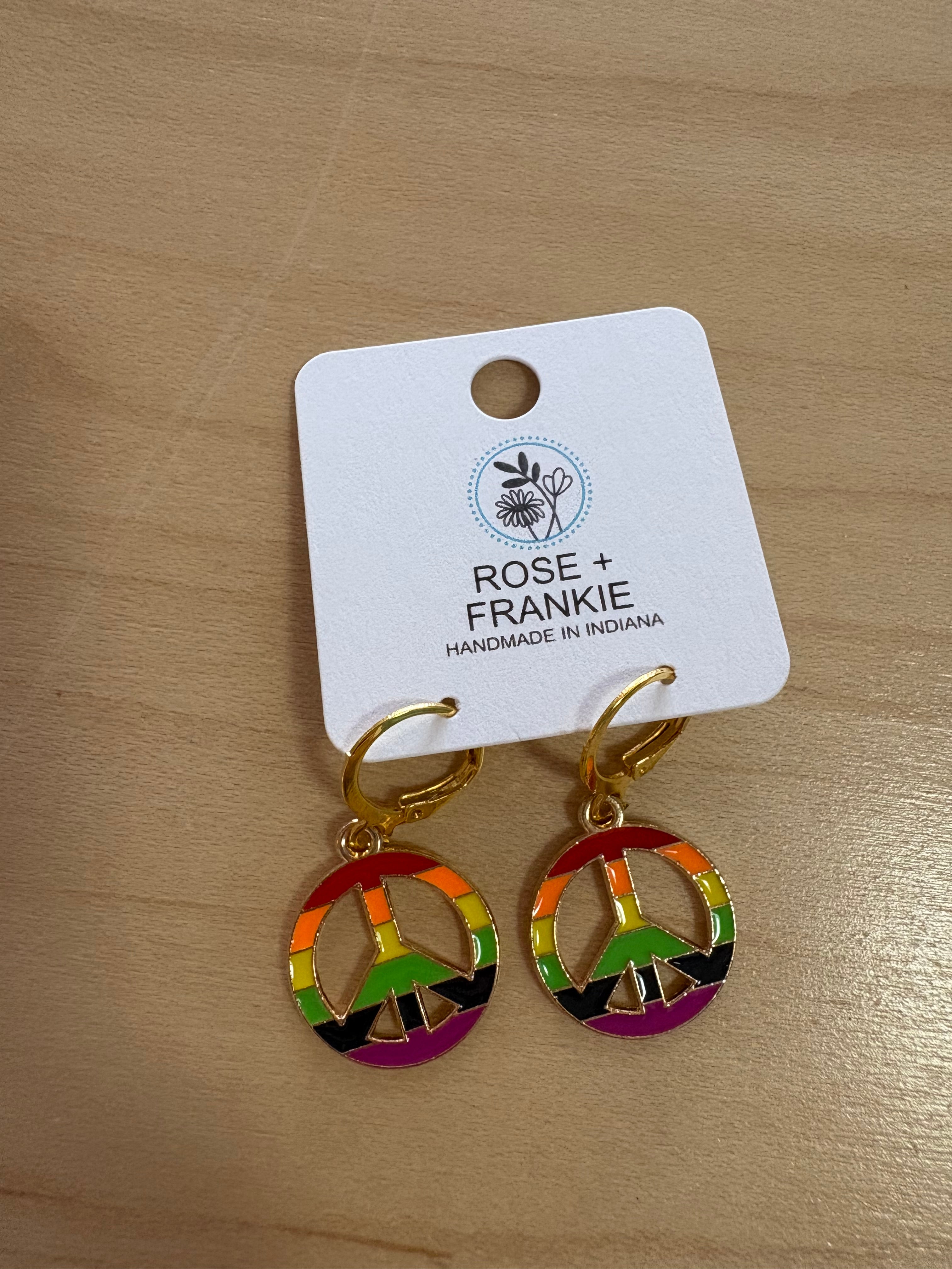 Rainbow Peace Sign Earrings