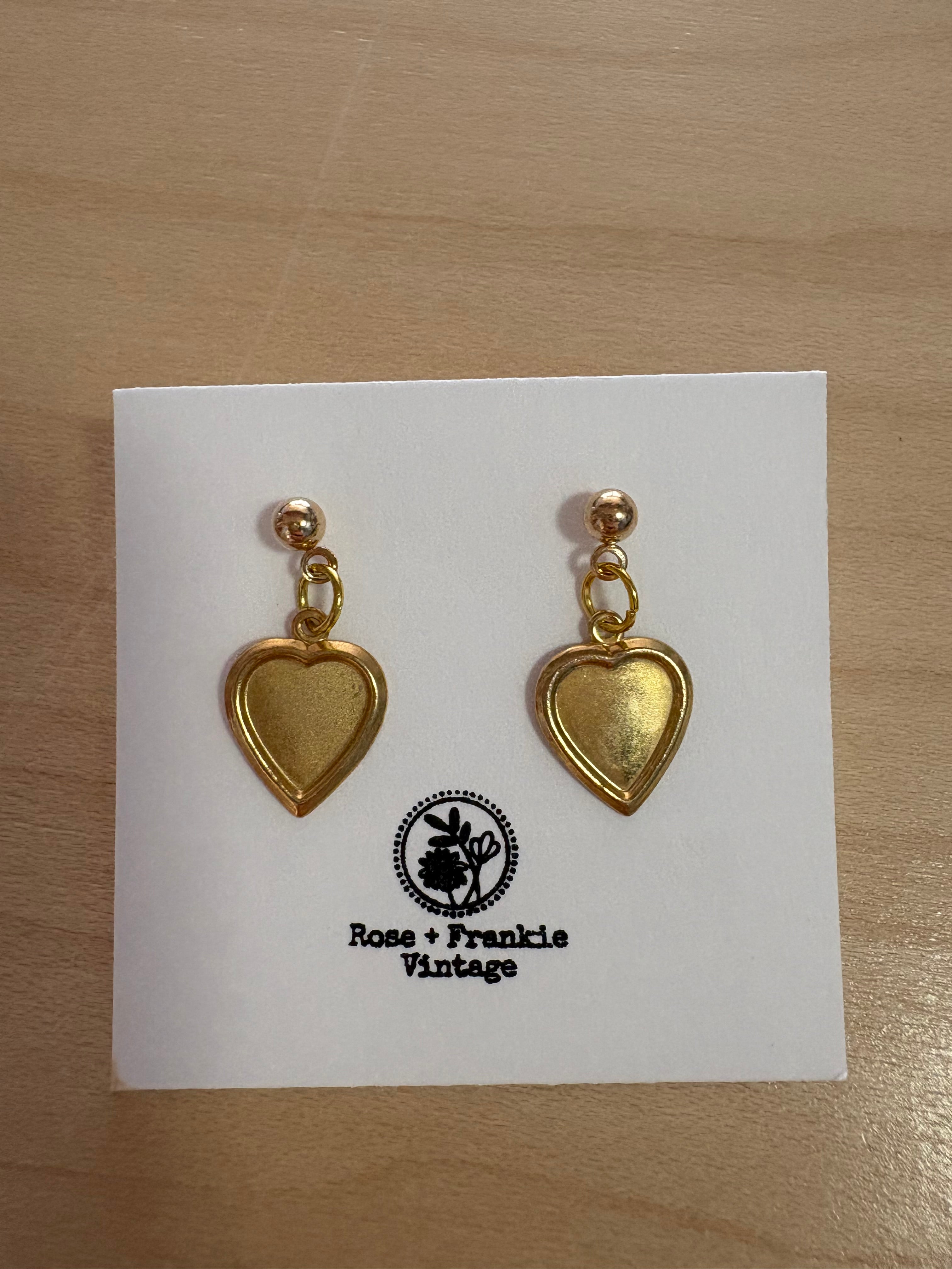 Vintage Heart Charm Earrings