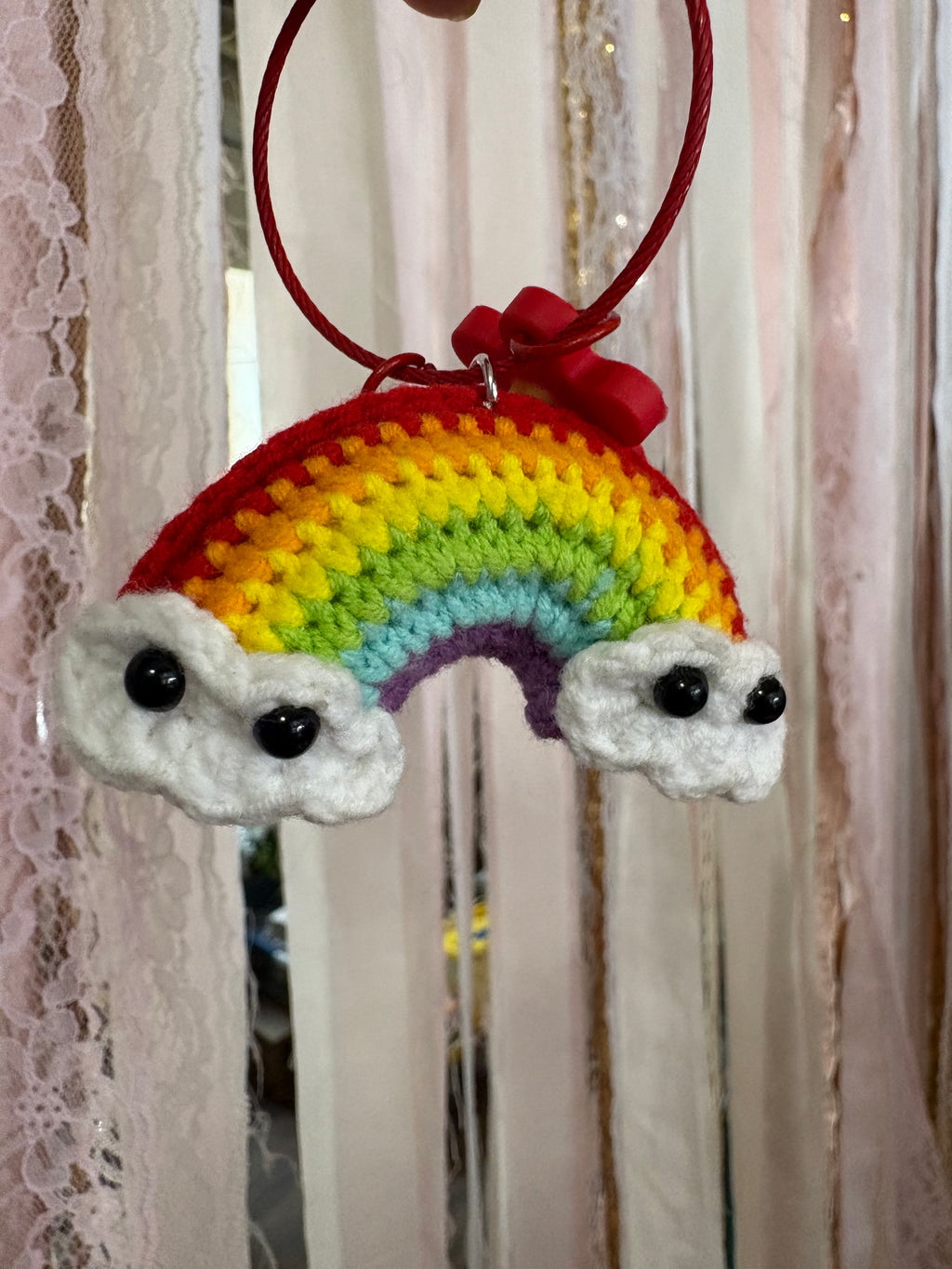 Crochet Rainbow Keychain