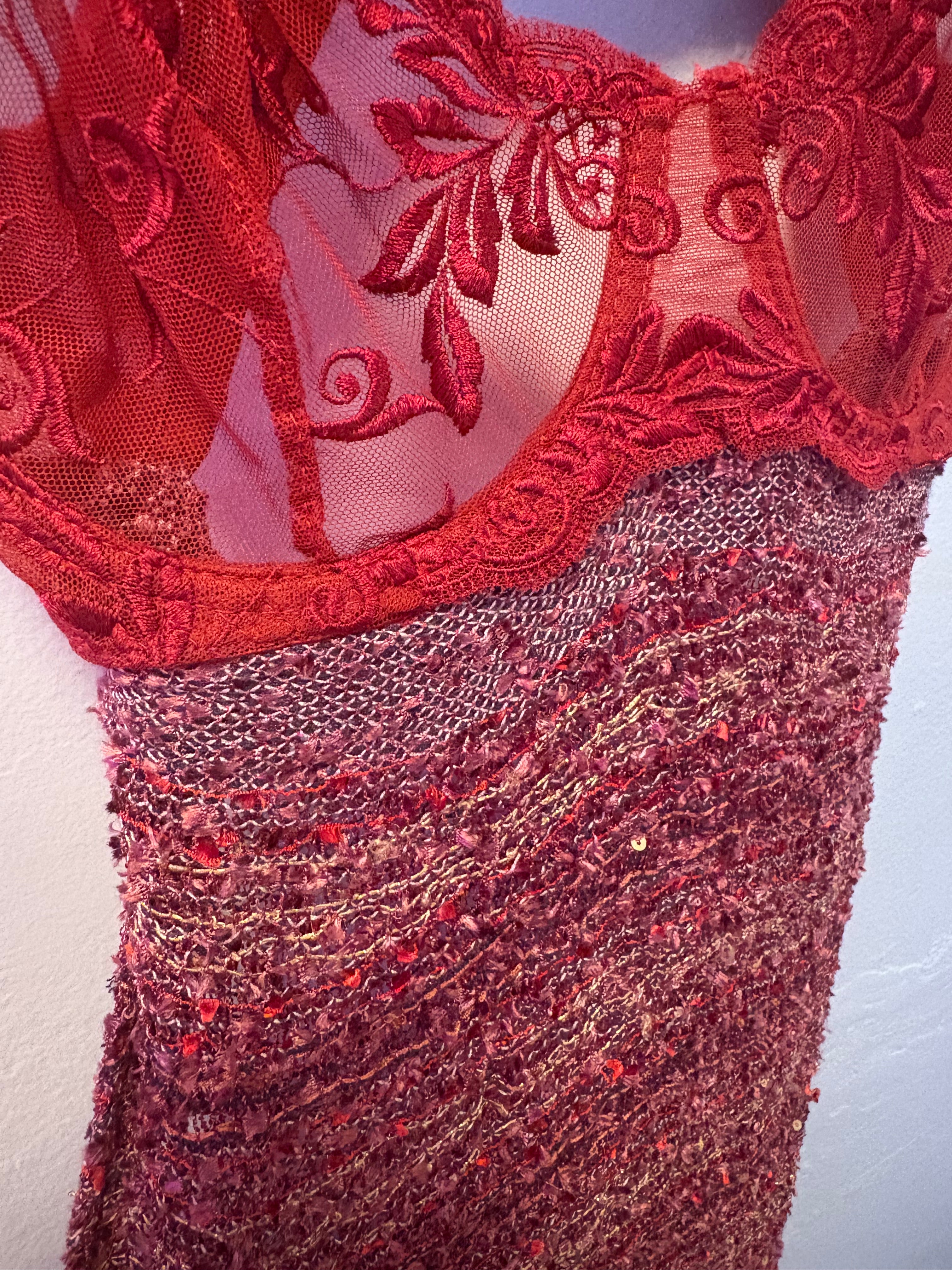 Handmade Upcycled Red Bra Top