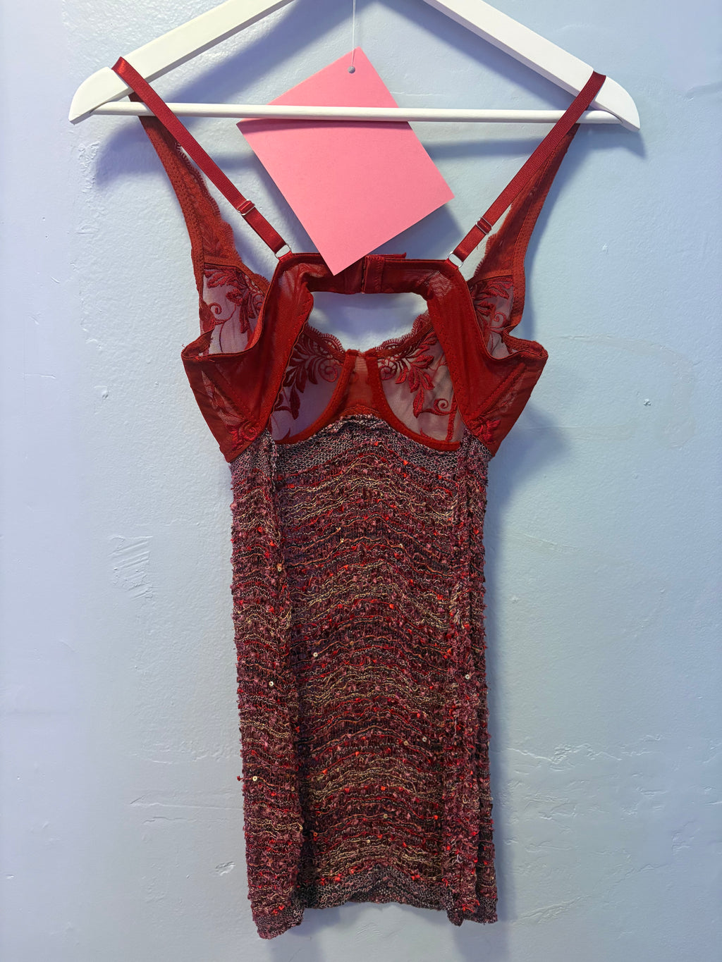 Handmade Upcycled Red Bra Top