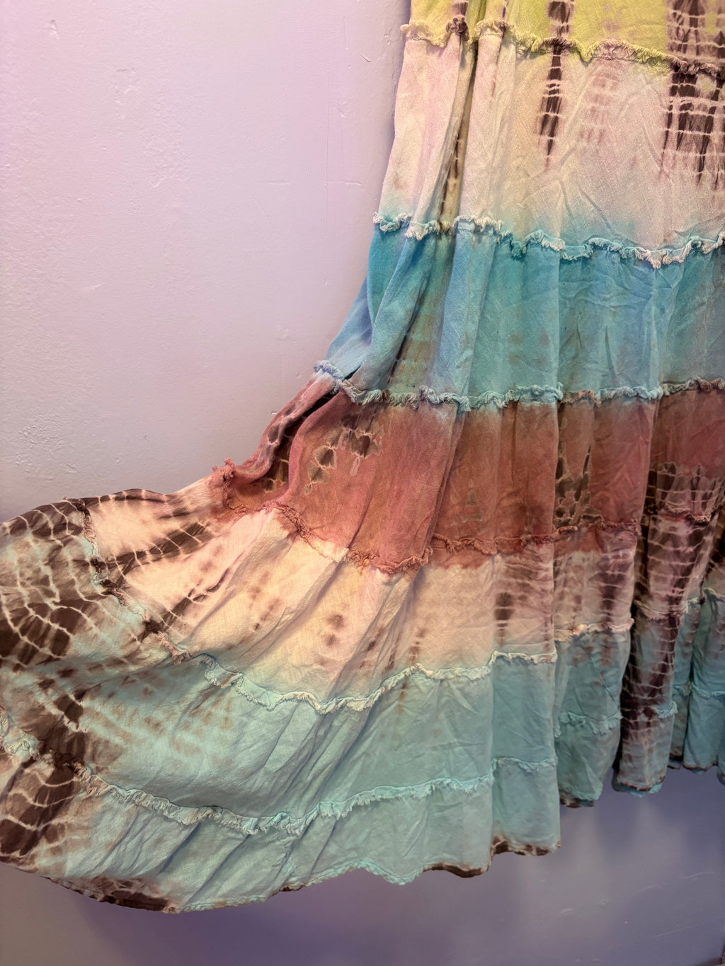 Green/Blue Tie-dye Maxi Skirt